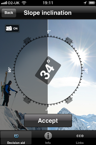 Ortovox app inclinometer